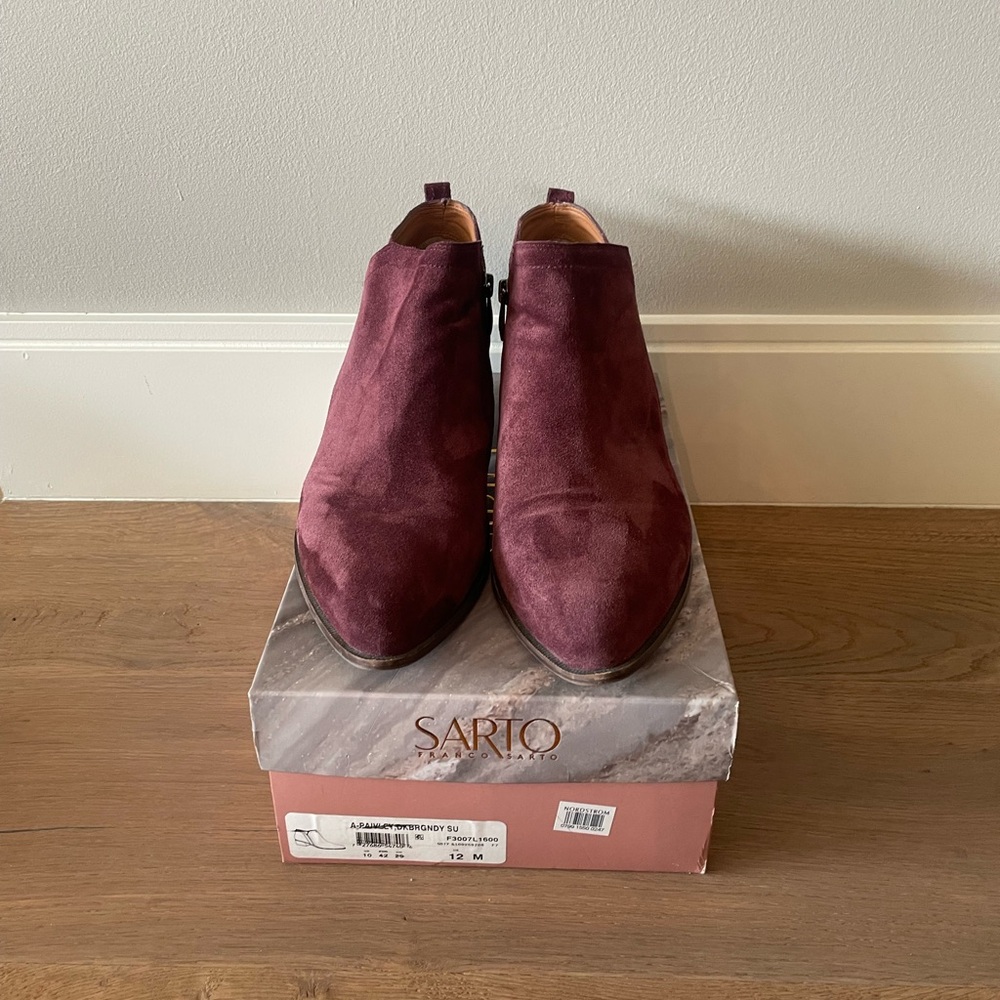 Franco Sarto Bootie - Paively - Burgundy Suede - Size 12